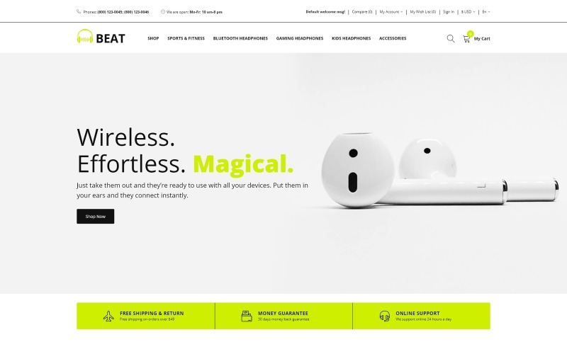Адаптивный OpenCart шаблон №75162 на тему магазин аудио