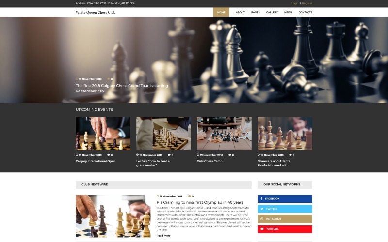 Адаптивный Joomla шаблон №74419 на тему шахматы