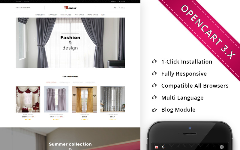 Адаптивный OpenCart шаблон №71005 на тему мода