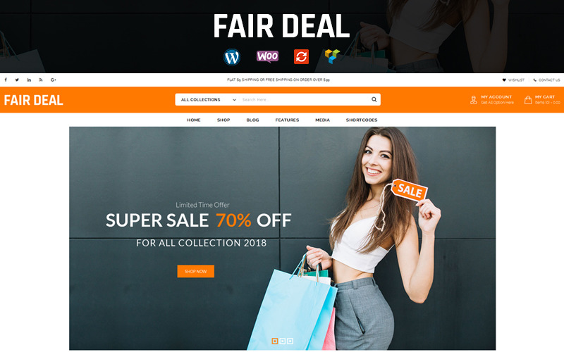 Адаптивный WooCommerce шаблон №68922 на тему мода