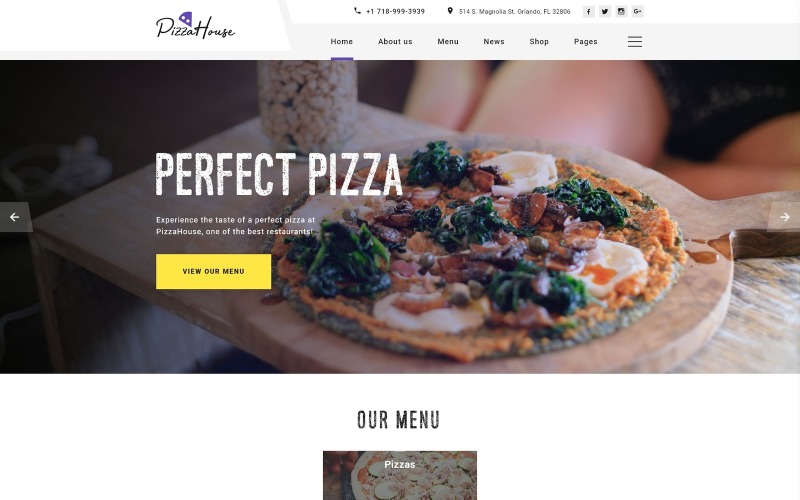 Адаптивный HTML шаблон №49531 на тему пиццерия