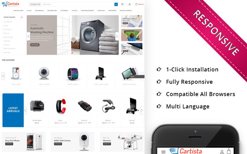 Адаптивный PrestaShop шаблон №68263 на тему магазин мобильной связи