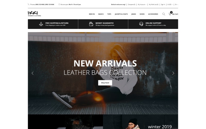 Адаптивный OpenCart шаблон №73742 на тему женская мода