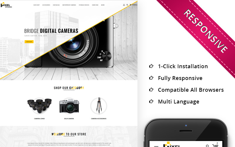 Адаптивный PrestaShop шаблон №68548 на тему обзор электроники