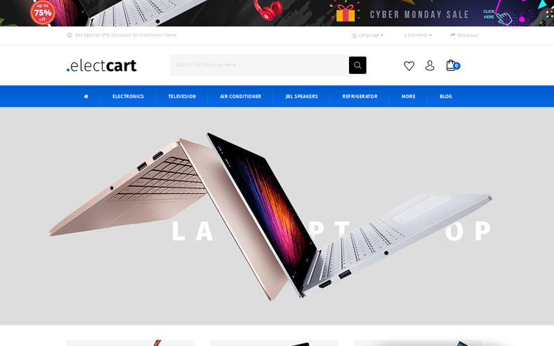 Адаптивный OpenCart шаблон №73431 на тему электроника
