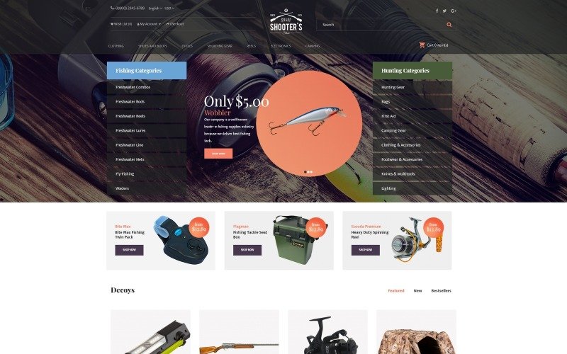 Адаптивный OpenCart шаблон №66303 на тему стрельба