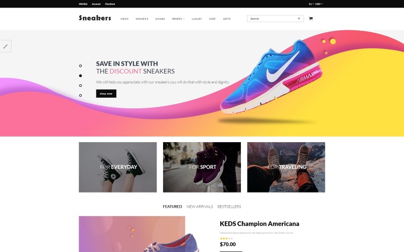 Адаптивный OpenCart шаблон №70640 на тему модный магазин
