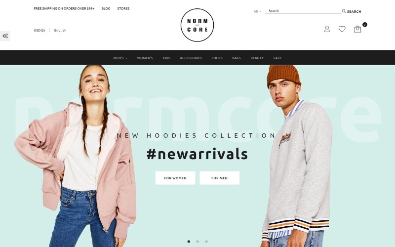 Адаптивный PrestaShop шаблон №67560 на тему магазин одежды