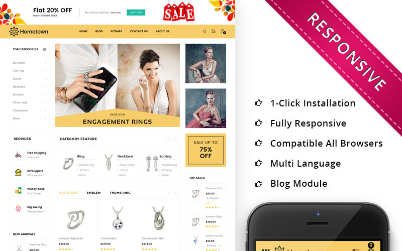 Адаптивный OpenCart шаблон №73822 на тему аксессуары