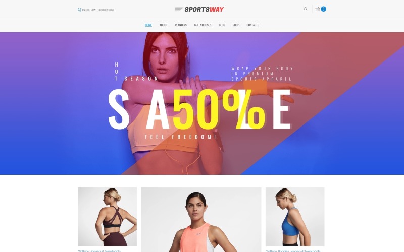Адаптивный WooCommerce шаблон №73675 на тему спорт