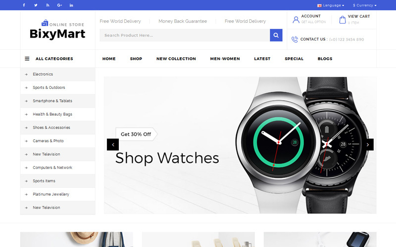 Адаптивный OpenCart шаблон №70653 на тему электроника