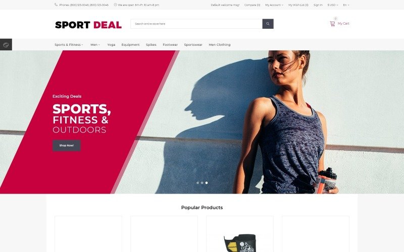 Адаптивный OpenCart шаблон №73712 на тему спортивный магазин