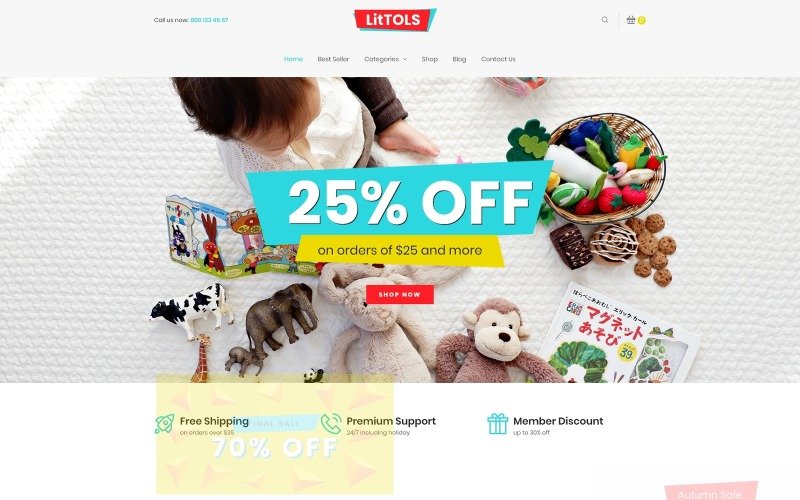 Адаптивный WooCommerce шаблон №74488 на тему детские товары