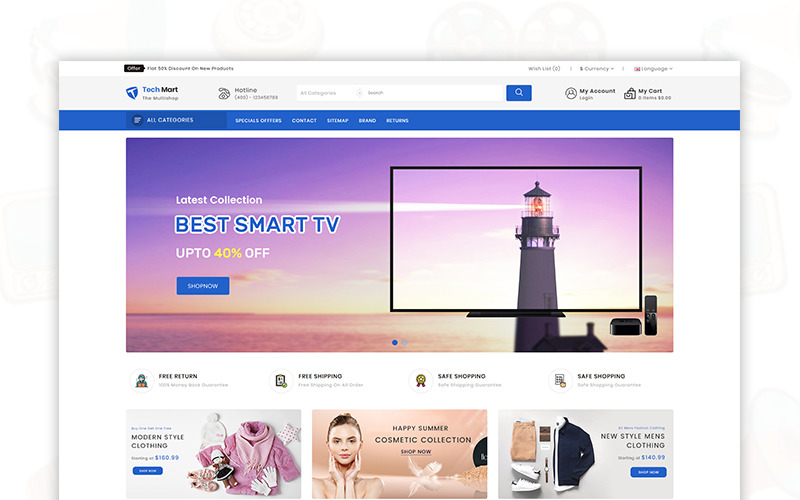 Адаптивный OpenCart шаблон №74830 на тему мода