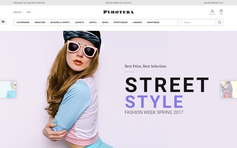 Адаптивный PrestaShop шаблон №64480 на тему магазин одежды