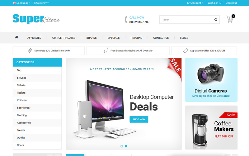 Адаптивный OpenCart шаблон №71098 на тему электроника