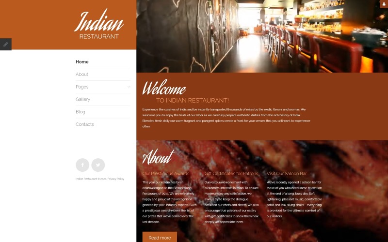 Адаптивный Joomla шаблон №63594 на тему индийский ресторан