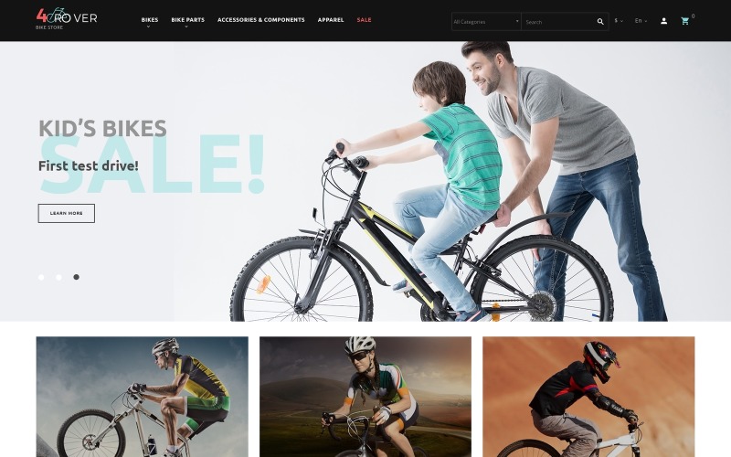 Адаптивный PrestaShop шаблон №66262 на тему велоспорт