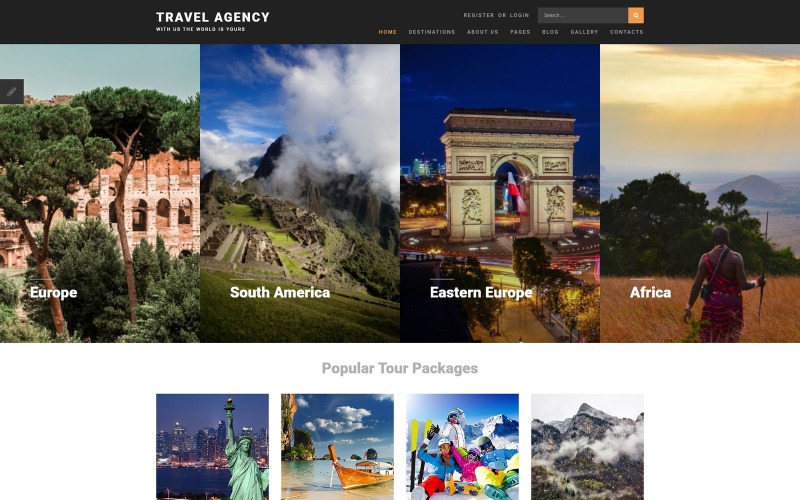 Адаптивный Joomla шаблон №68575 на тему агентство путешествий