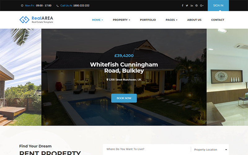 Адаптивный WordPress шаблон №75916 на тему агентство недвижимости