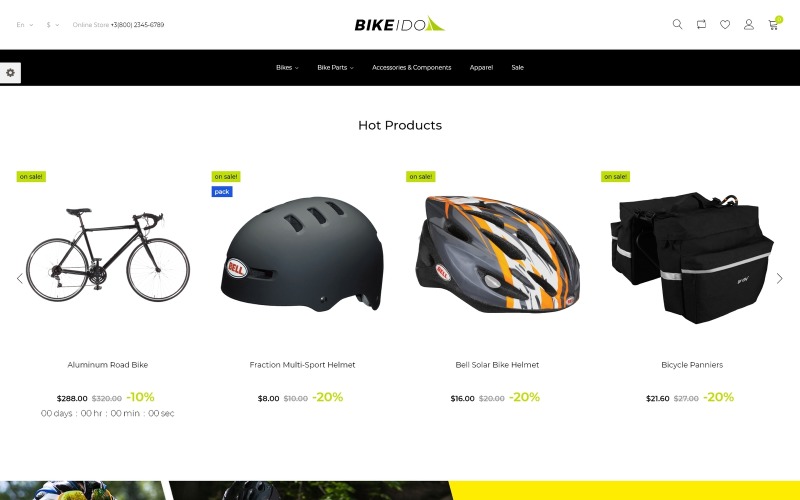 Адаптивный PrestaShop шаблон №68686 на тему велоспорт