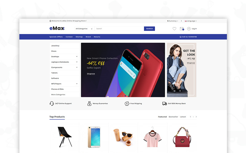 Адаптивный OpenCart шаблон №69702 на тему мода