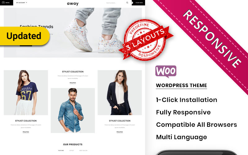 Адаптивный WooCommerce шаблон №73639 на тему магазин одежды