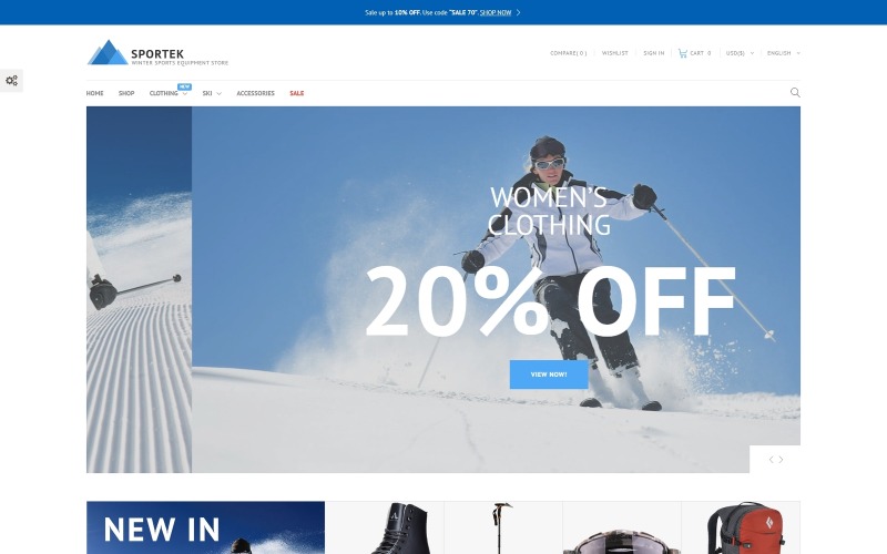 Адаптивный PrestaShop шаблон №66844 на тему катание на лыжах