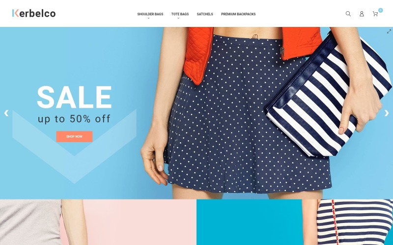 Адаптивный Magento тема №62099 на тему магазин сумок